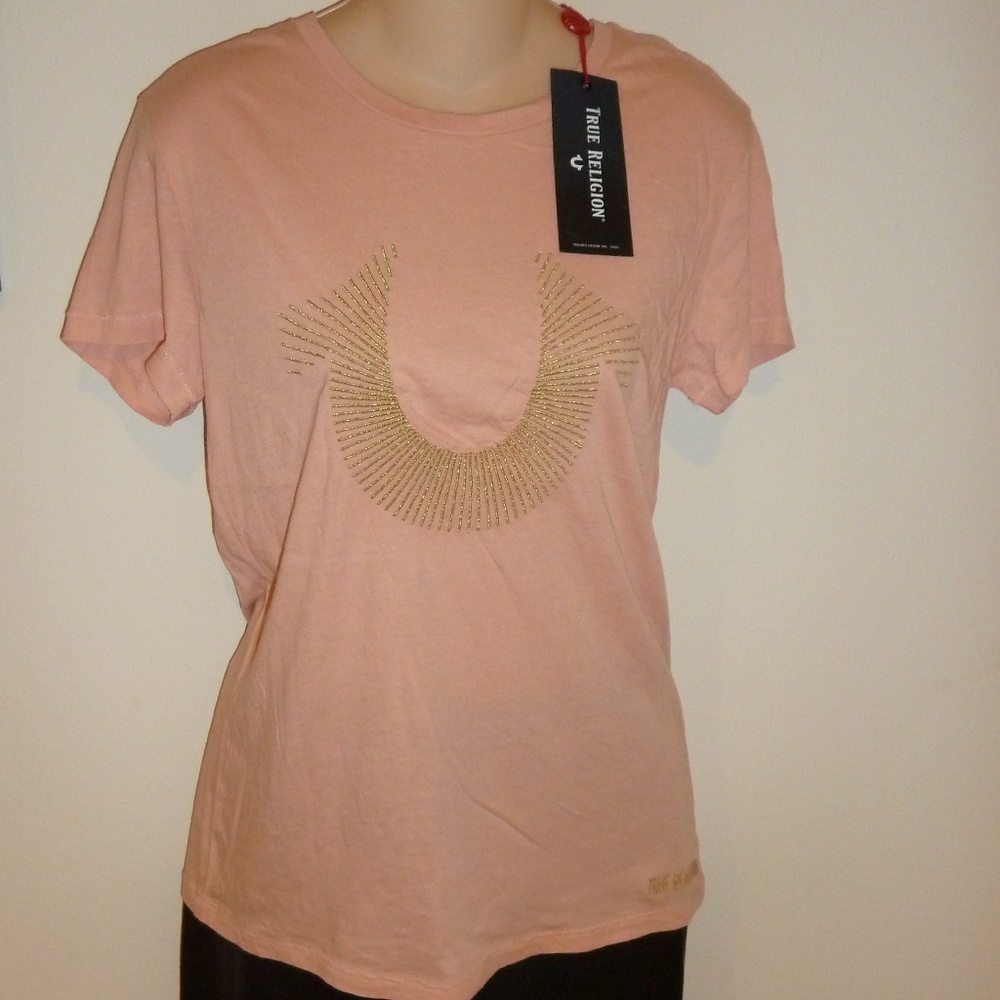 NWT True Religion Horseshoe Graphic Tee Blush M